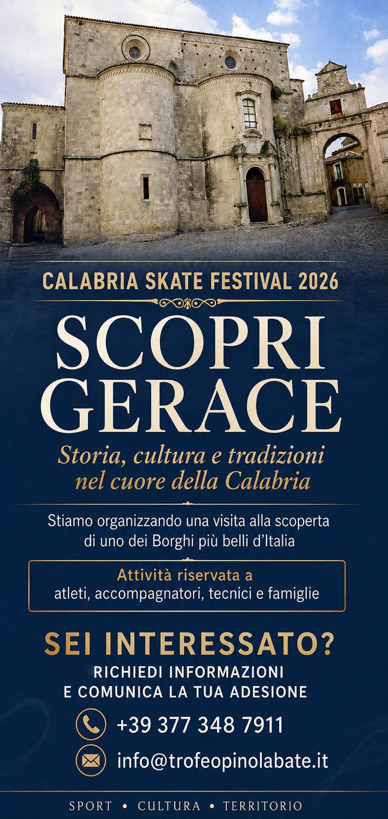 Locandina «Scopri Gerace» – visita al borgo di Gerace nell'ambito del Calabria Skate Festival 2026